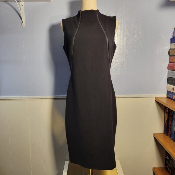 Calvin Klein Medium Classic Black Mid Neck Sleeveless Zippered Timeless Dress - Picture 2 of 8
